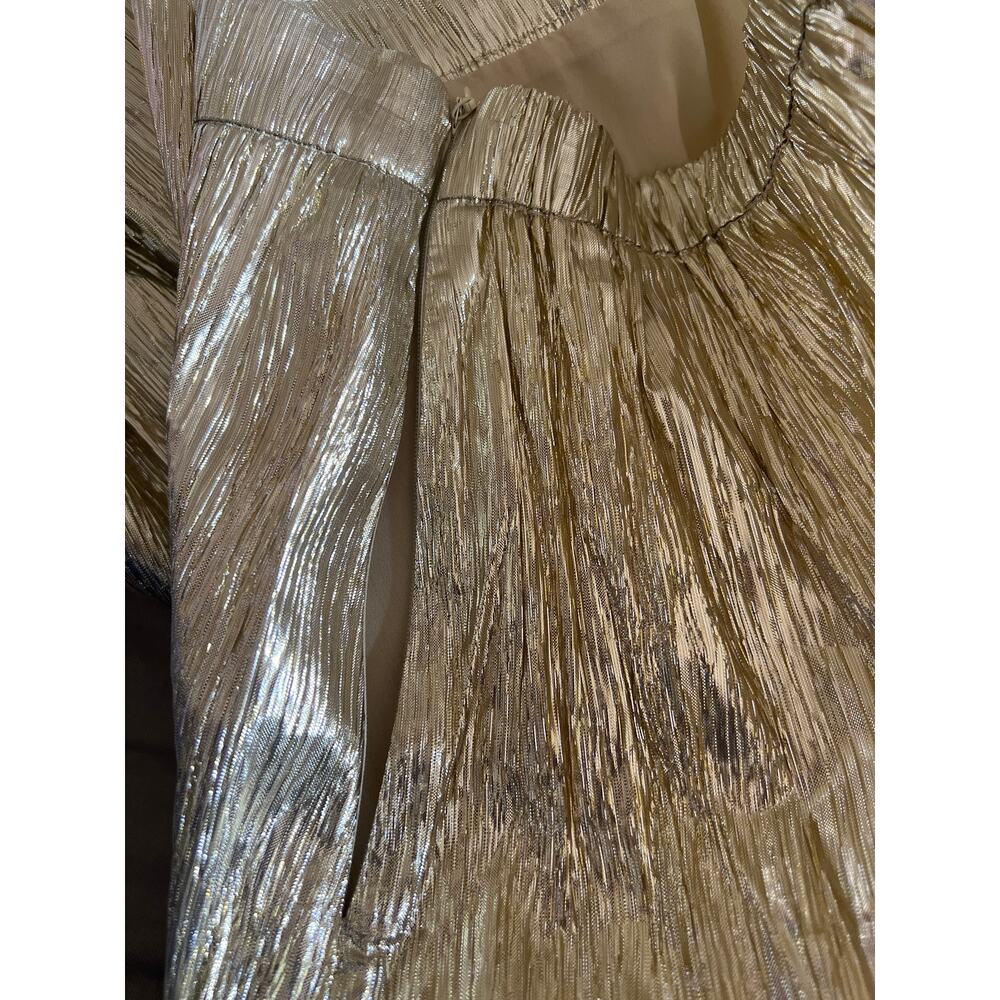 TUCKERNUCK Hyacinth House Gold Metallic Plisse Gloria Midi Skirt  NWT Size Large - Picture 9 of 10